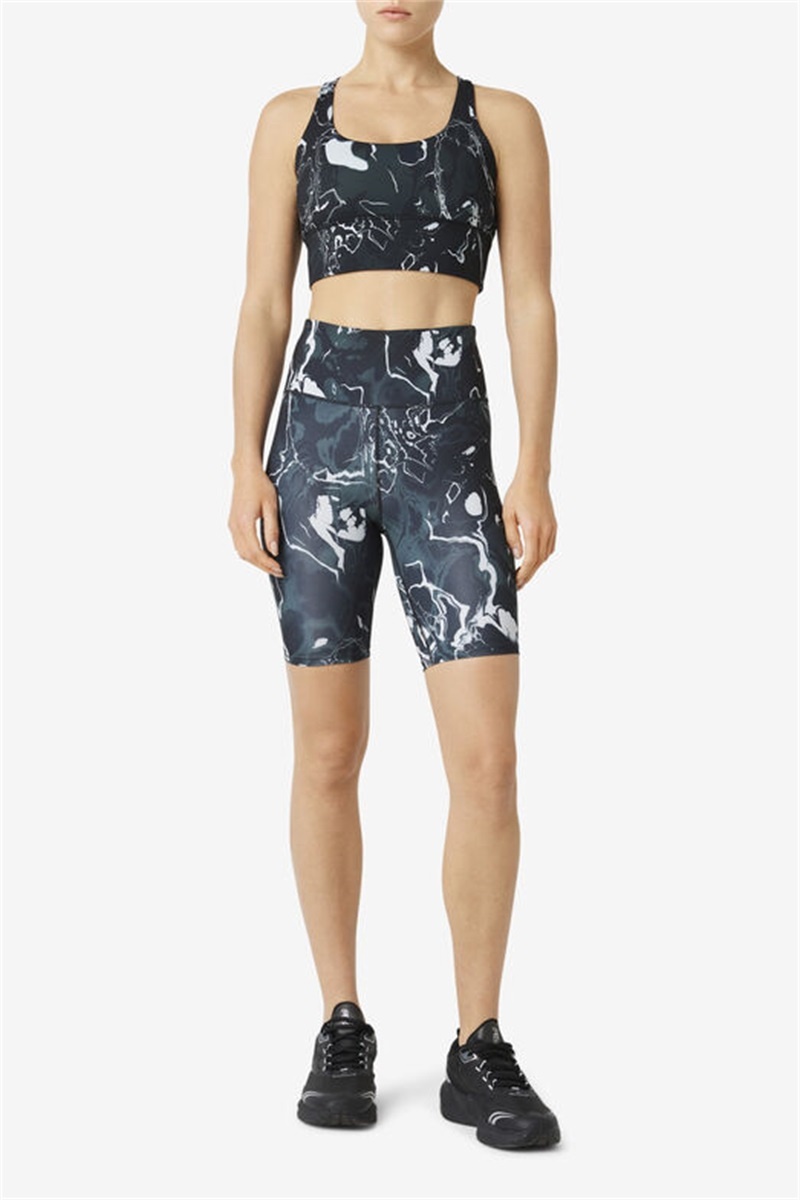 Black Women's Fila Uplift Cross Back Top Bras | Saudi Arabia-350429