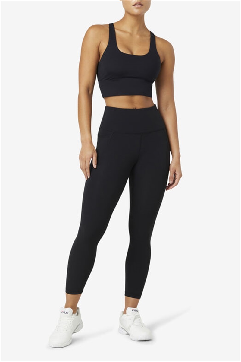 Black Women's Fila Uplift Cross Back Top Bras | Saudi Arabia-129648