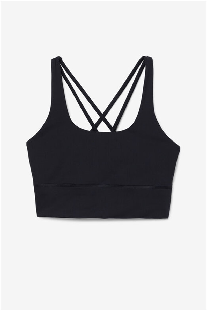 Black Women\'s Fila Uplift Cross Back Top Bras | Saudi Arabia-129648