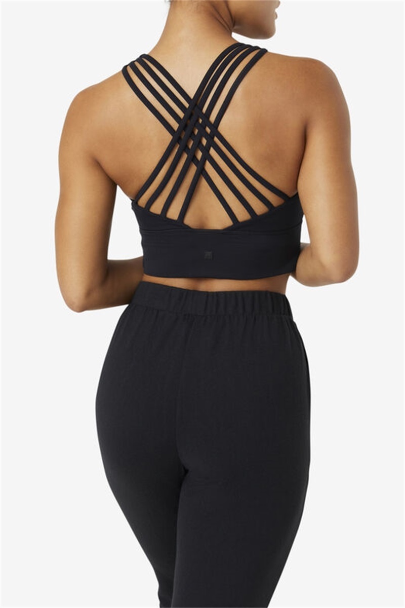 Black Women's Fila Uplift High Neck Sports Bra | Saudi Arabia-374912