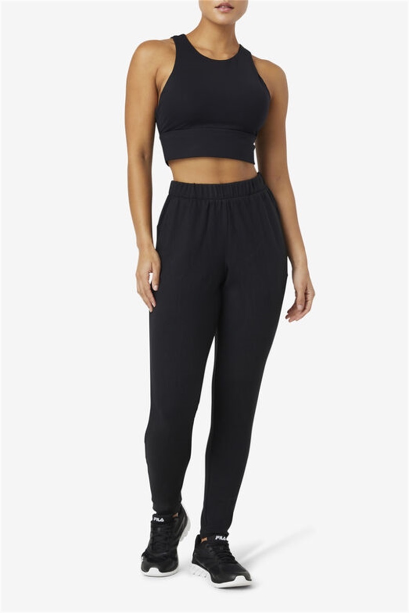 Black Women's Fila Uplift High Neck Sports Bra | Saudi Arabia-374912