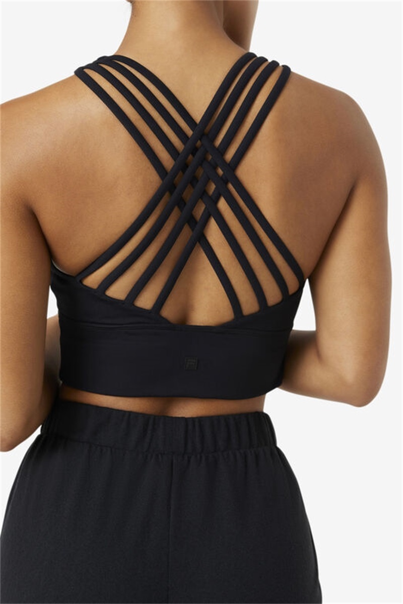 Black Women's Fila Uplift High Neck Sports Bra | Saudi Arabia-374912