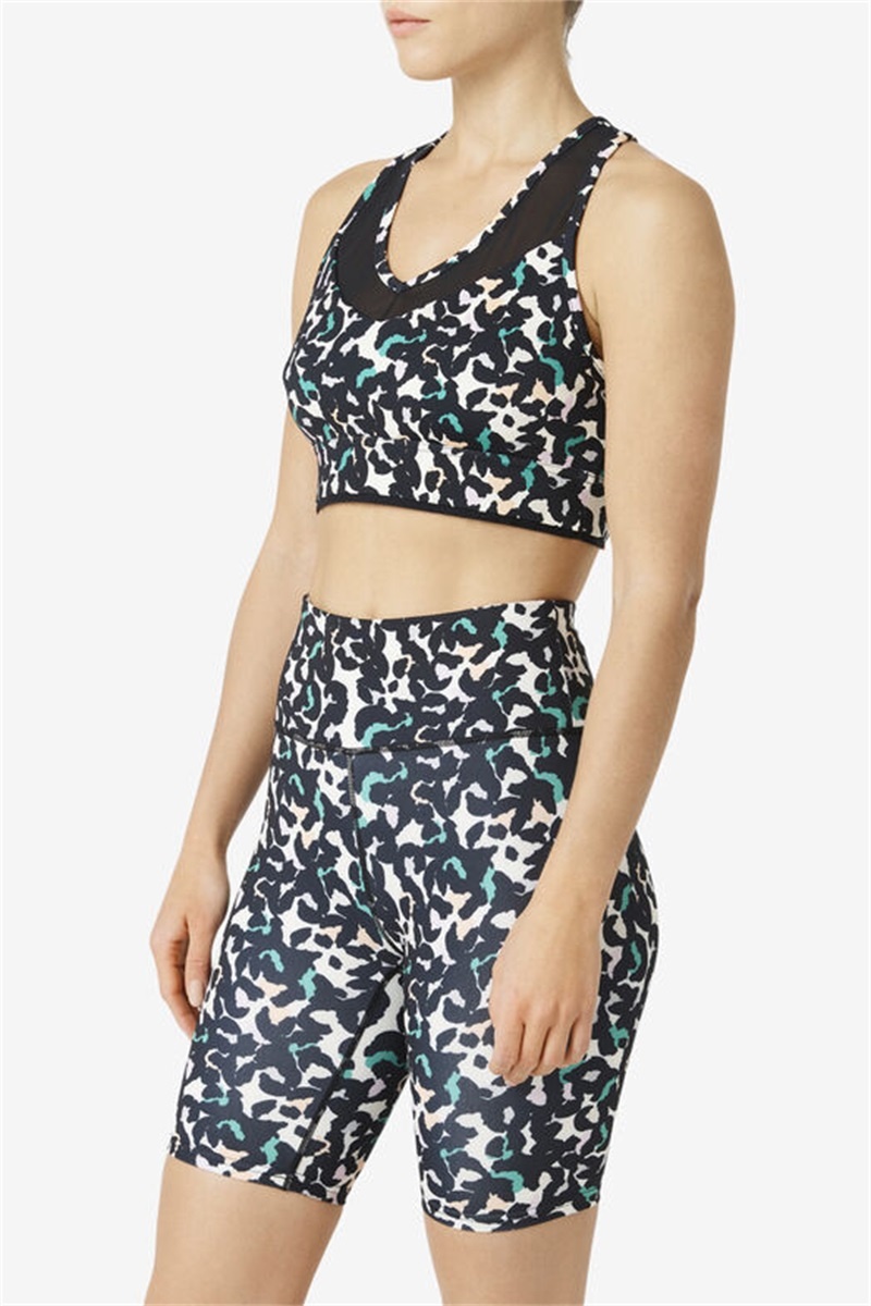 Black Women's Fila Uplift Racerback Top Bras | Saudi Arabia-156438