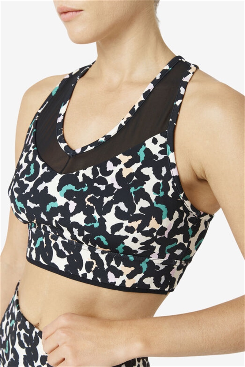 Black Women's Fila Uplift Racerback Top Bras | Saudi Arabia-156438