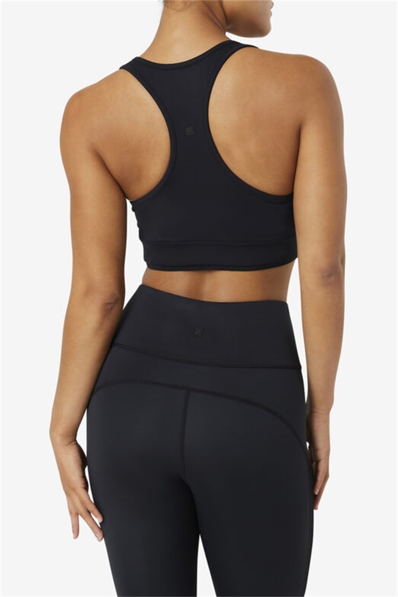 Black Women's Fila Uplift Racerback Top Bras | Saudi Arabia-471208