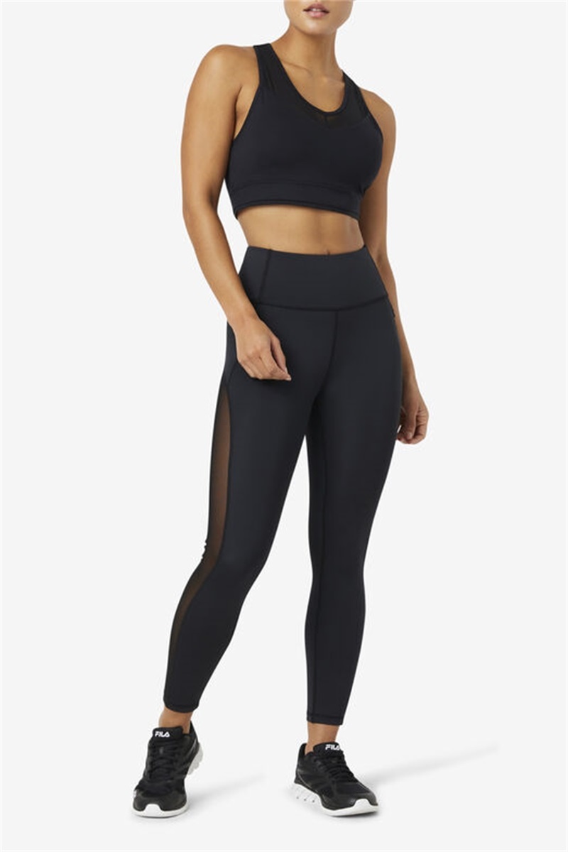 Black Women's Fila Uplift Racerback Top Bras | Saudi Arabia-471208