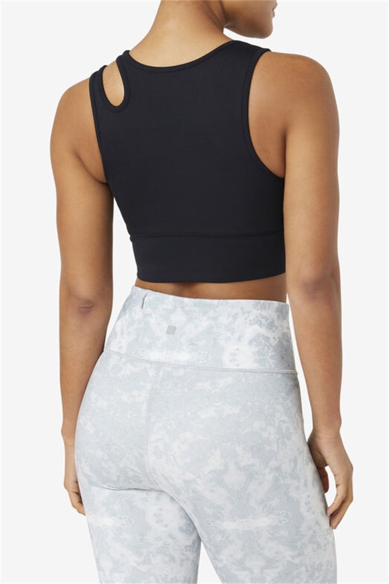 Black Women's Fila Uplift Slice Crop Top Bras | Saudi Arabia-346897