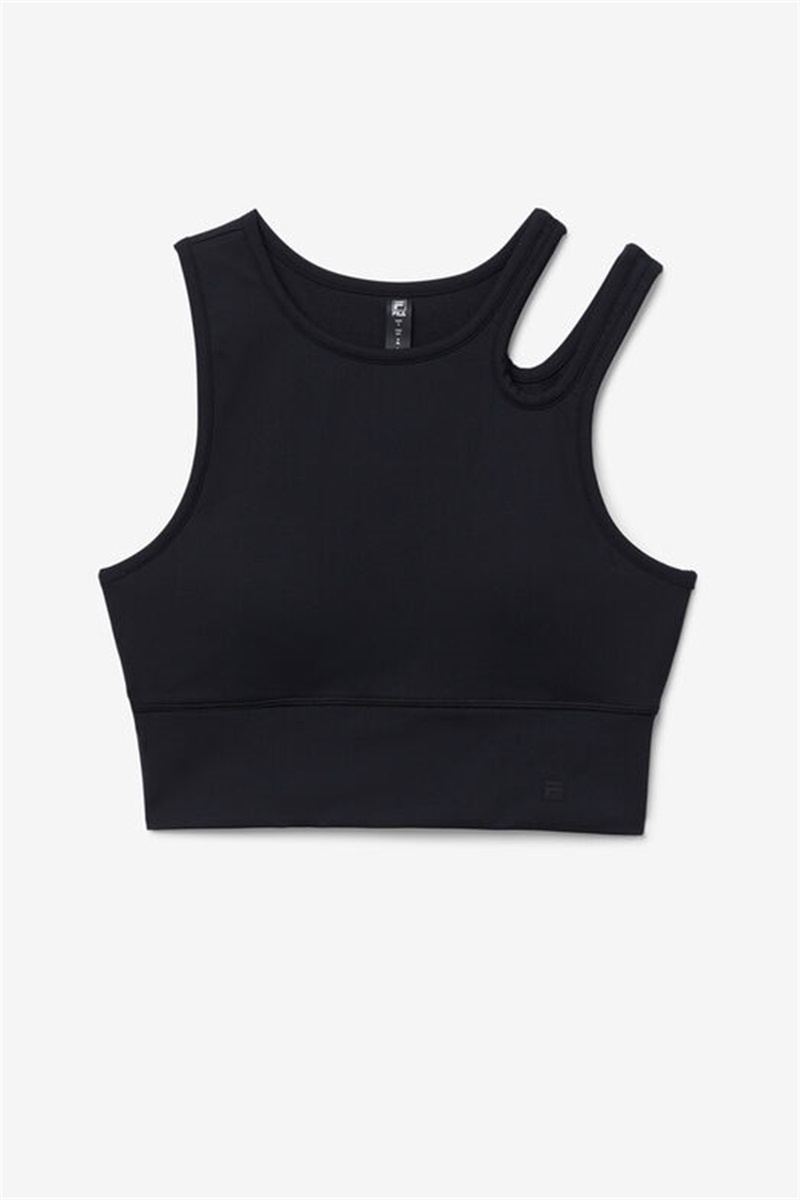 Black Women\'s Fila Uplift Slice Crop Top Bras | Saudi Arabia-346897