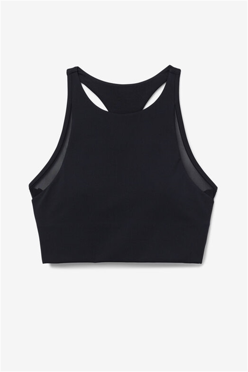 Black Women\'s Fila Uplift T-Back Sports Bra | Saudi Arabia-652917
