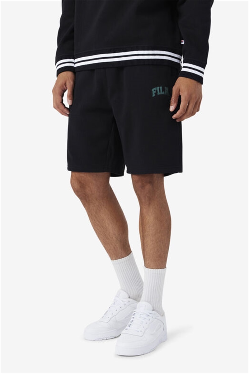 Black / Blue Men's Fila Logan Shorts | Saudi Arabia-965071