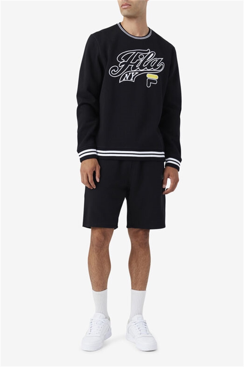 Black / Blue Men's Fila Logan Shorts | Saudi Arabia-965071