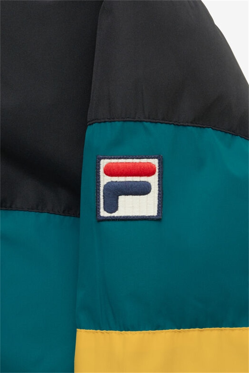 Black / Blue / Gold Men's Fila Giovanni Puffa Jackets | Saudi Arabia-879503