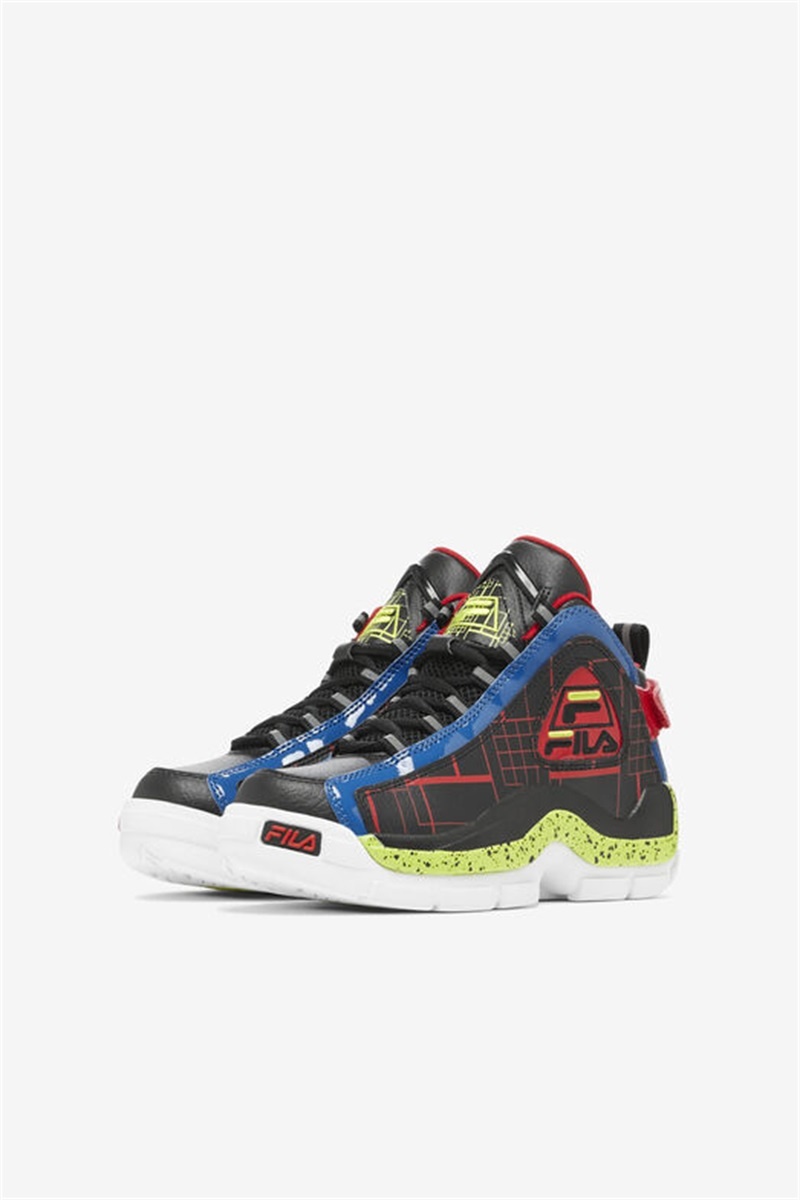 Black / Blue / Red Kids' Fila Grant Hill 2 Shoes | Saudi Arabia-876431