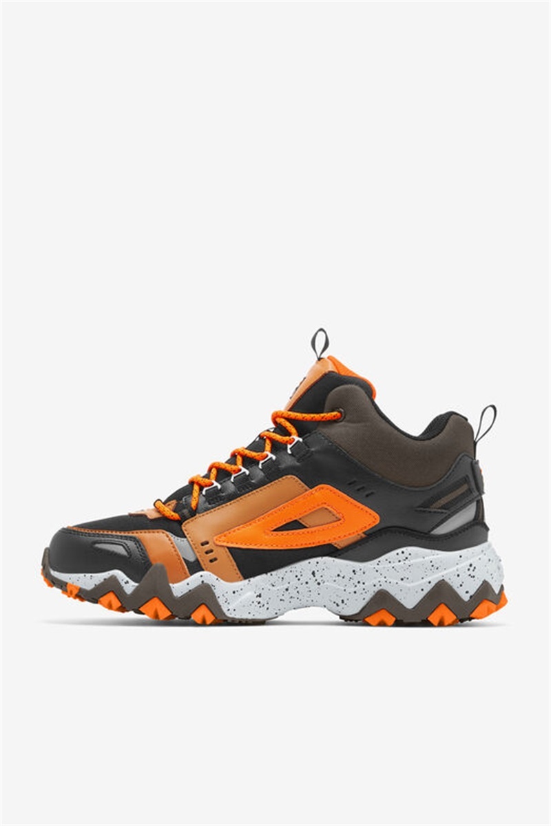 Black / Brown / Orange Men's Fila Oakmont Tr Mid Boots | Saudi Arabia-219467