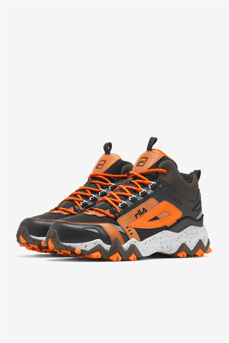 Black / Brown / Orange Men's Fila Oakmont Tr Mid Boots | Saudi Arabia-219467