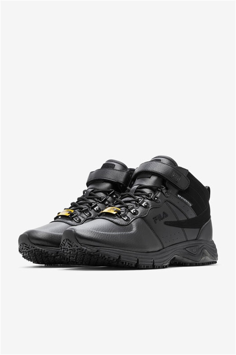 Black / Dark Silver Men's Fila Weathertech Lt Slip Resistant Shoes | Saudi Arabia-017596