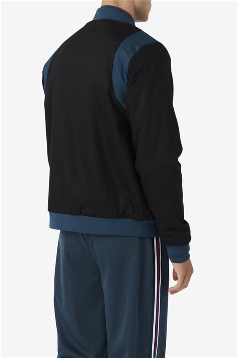 Black / Dark Turquoise Men's Fila Cree Bomber Coats | Saudi Arabia-480621