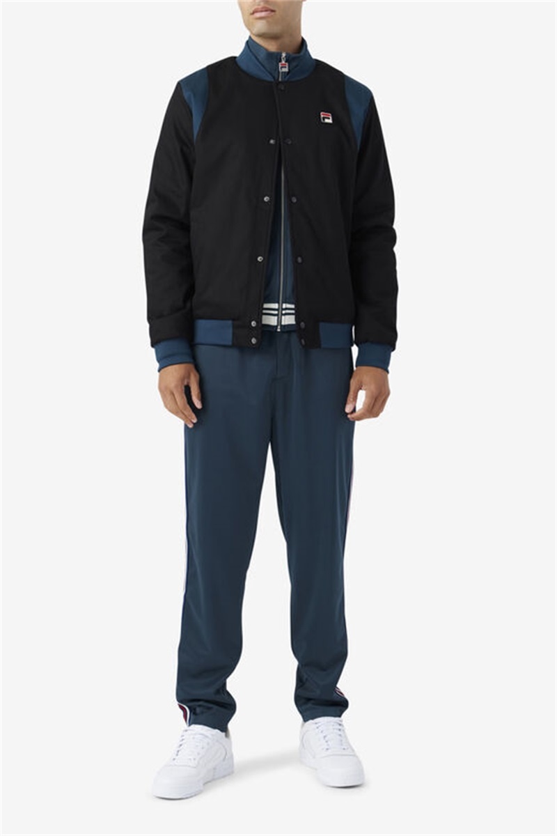 Black / Dark Turquoise Men's Fila Cree Bomber Coats | Saudi Arabia-480621