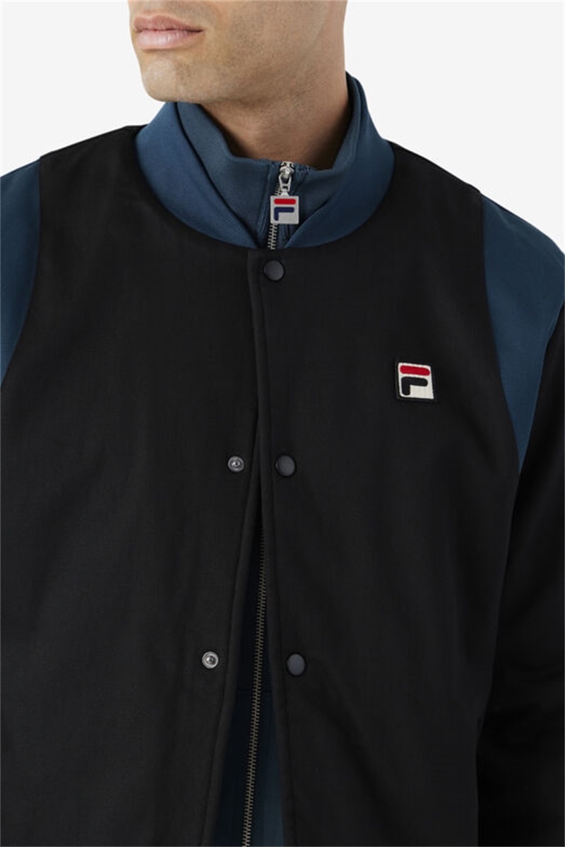 Black / Dark Turquoise Men's Fila Cree Bomber Coats | Saudi Arabia-480621