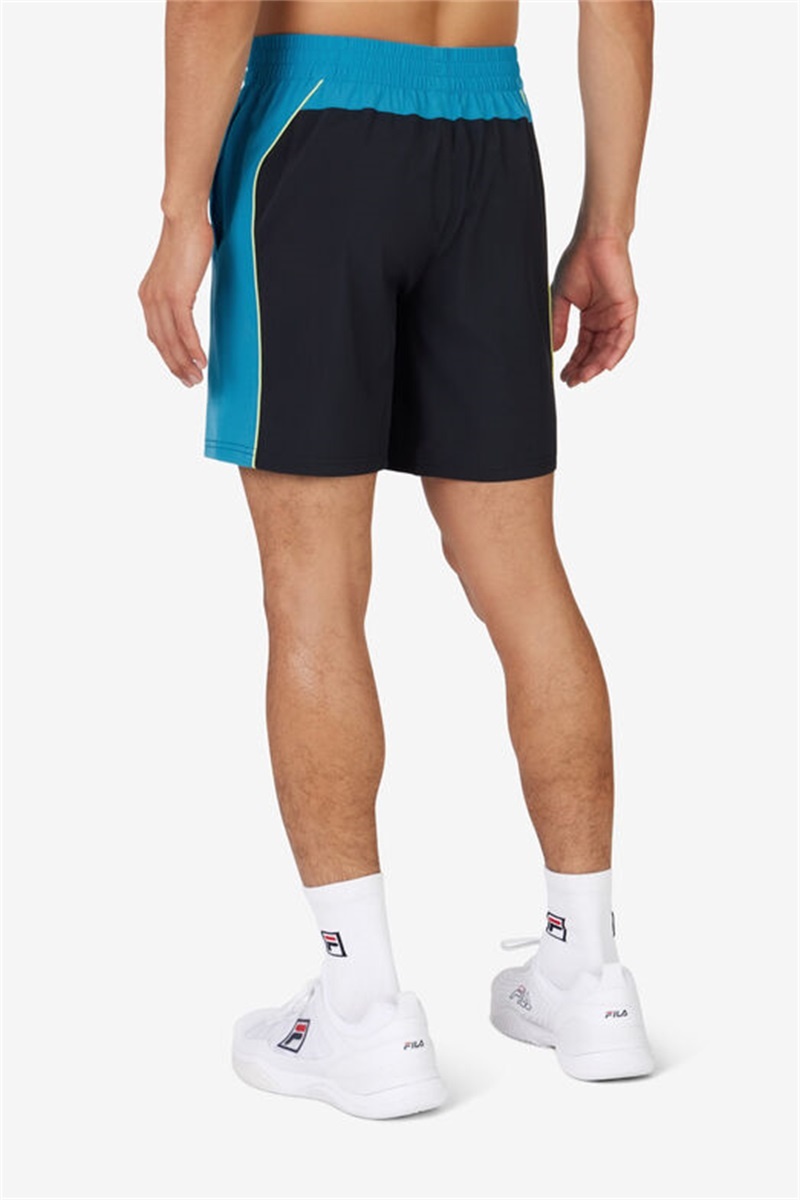 Black / Light Green Men's Fila Backspin Color Block Shorts | Saudi Arabia-457961