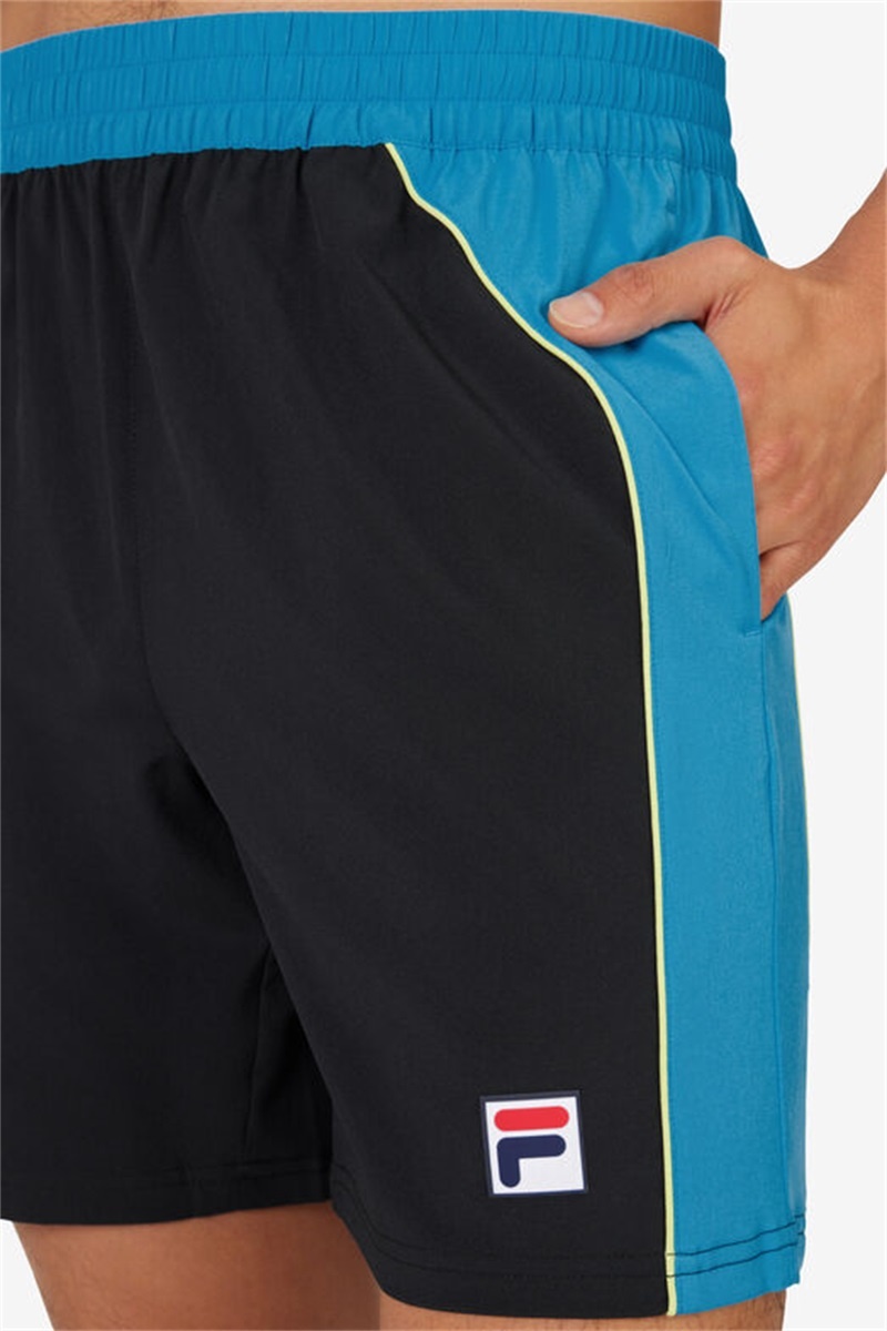 Black / Light Green Men's Fila Backspin Color Block Shorts | Saudi Arabia-457961