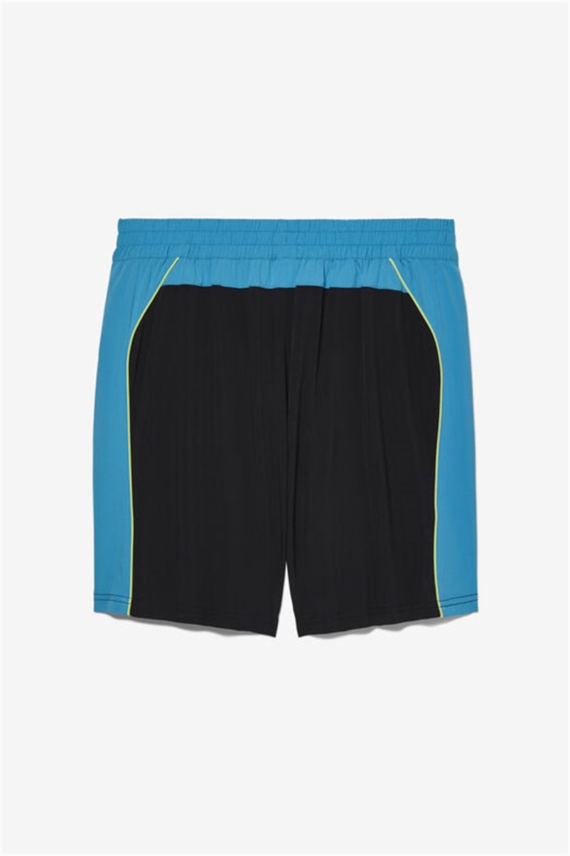 Black / Light Green Men's Fila Backspin Color Block Shorts | Saudi Arabia-457961