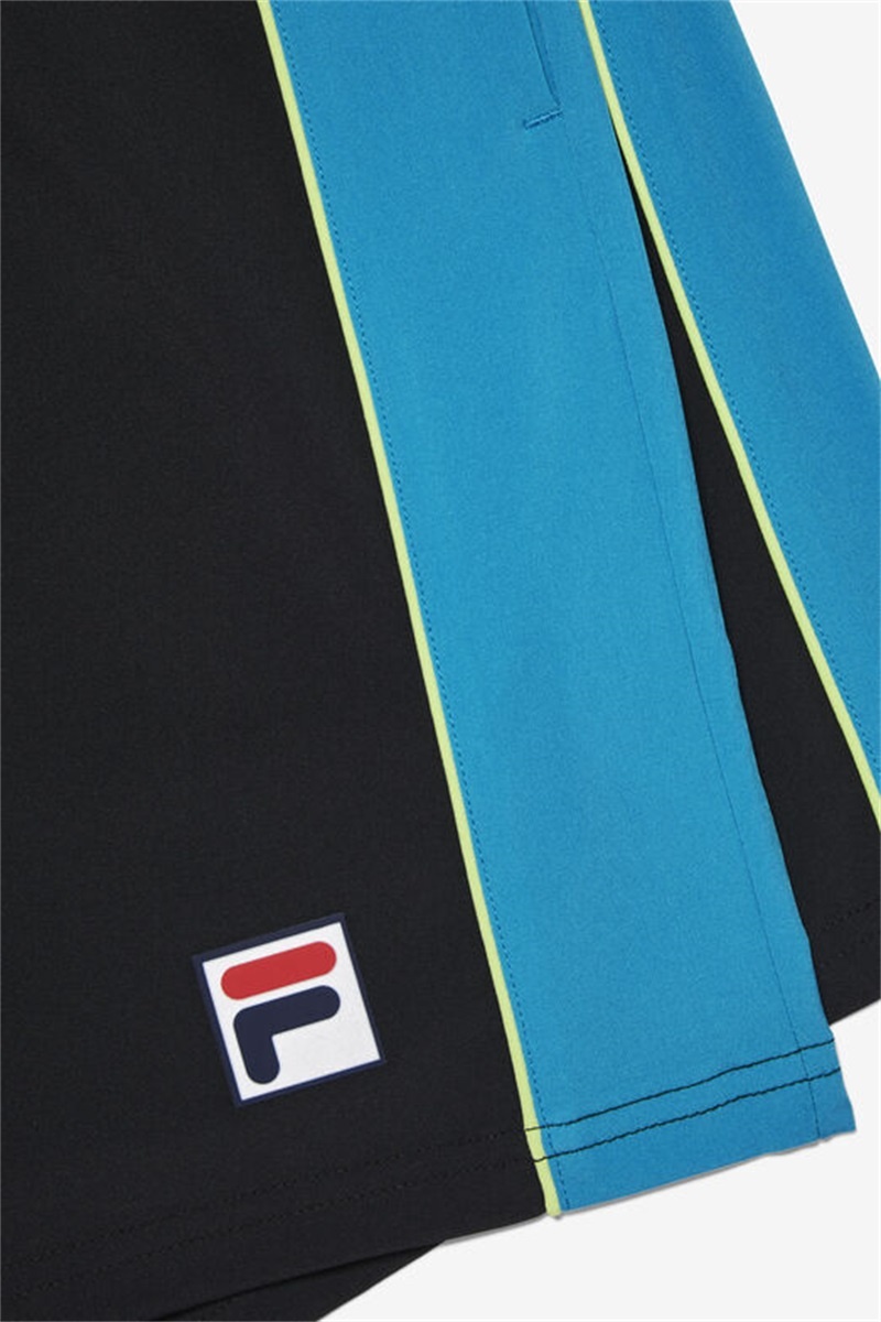 Black / Light Green Men's Fila Backspin Color Block Shorts | Saudi Arabia-457961