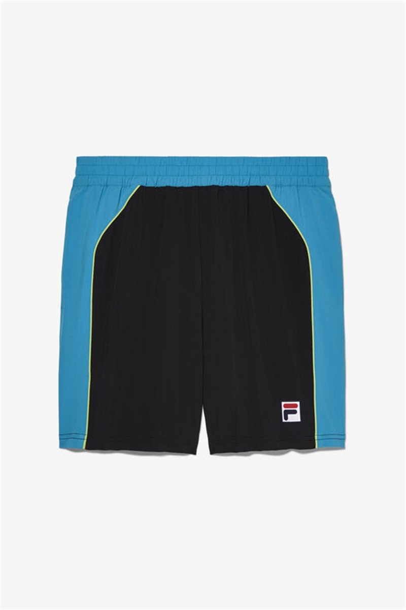 Black / Light Green Men\'s Fila Backspin Color Block Shorts | Saudi Arabia-457961