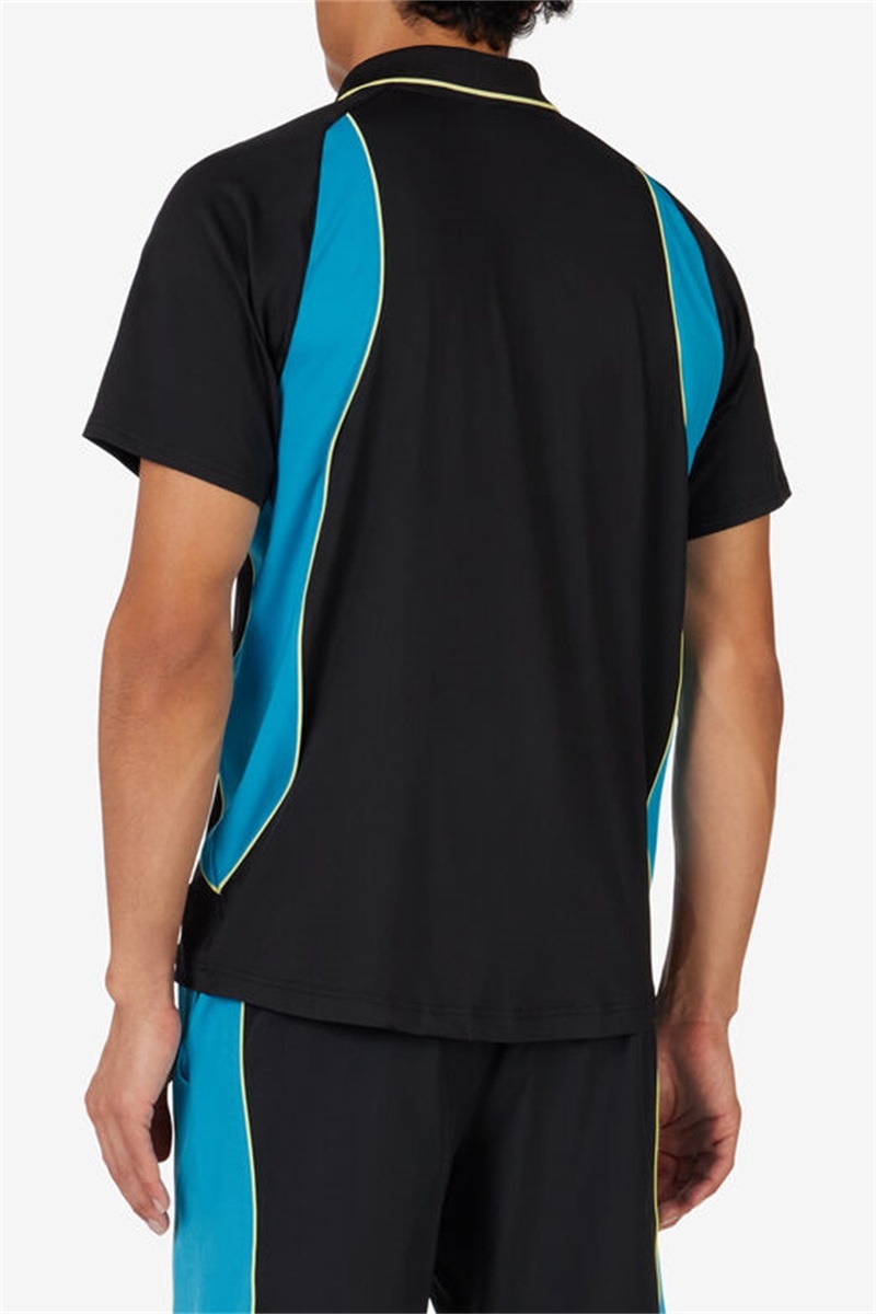 Black / Light Green Men's Fila Backspin Short Sleeve Polo Shirts | Saudi Arabia-126803