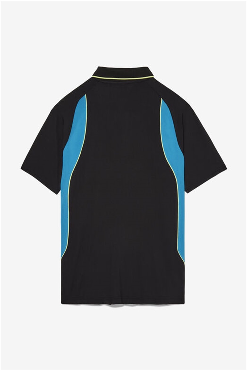 Black / Light Green Men's Fila Backspin Short Sleeve Polo Shirts | Saudi Arabia-126803