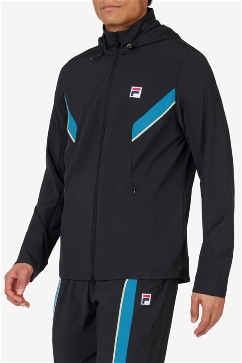 Black / Light Green Men's Fila Backspin Track Jackets | Saudi Arabia-547683