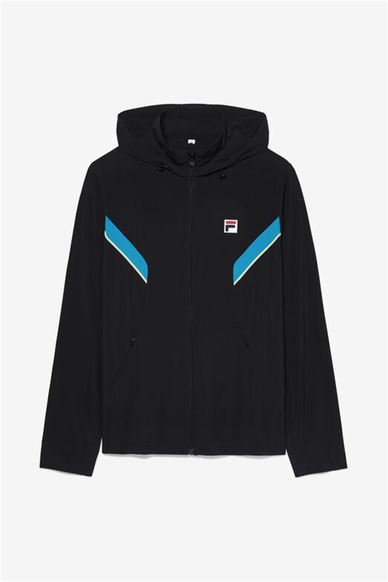 Black / Light Green Men\'s Fila Backspin Track Jackets | Saudi Arabia-547683