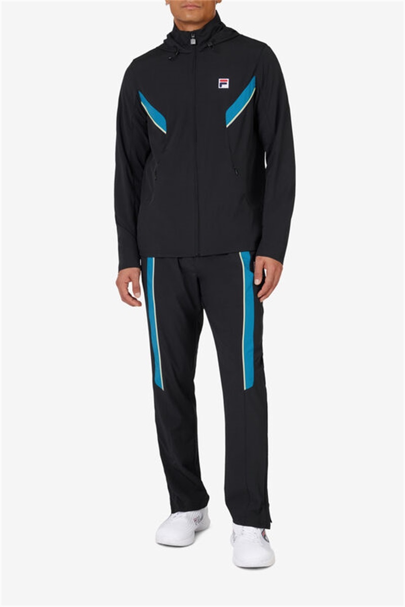 Black / Light Green Men's Fila Backspin Track Pants | Saudi Arabia-381047