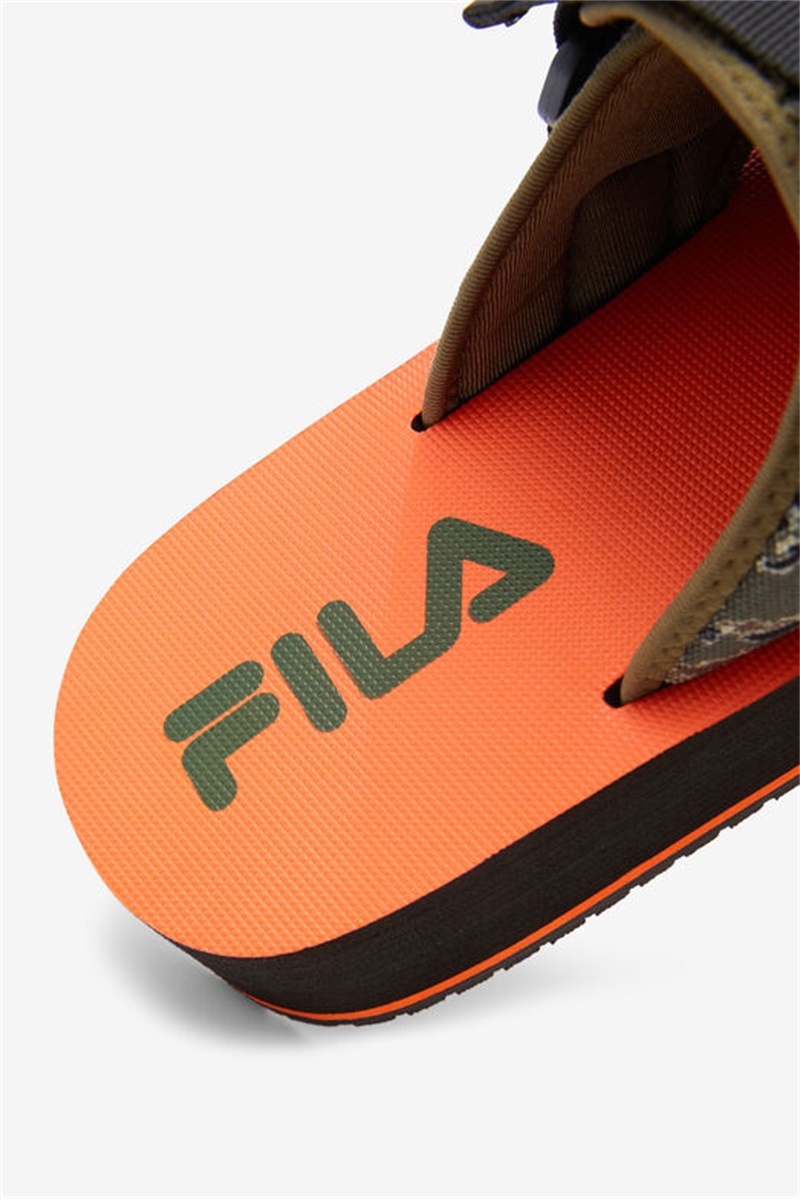 Black / Olive Men's Fila Sol-Slide V2 Camo Slides | Saudi Arabia-459630