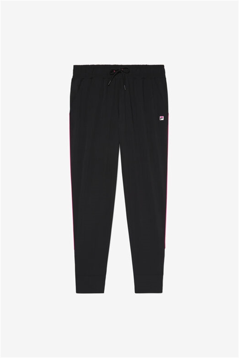 Black / Pink Women\'s Fila Tie Breaker Woven Track Pants | Saudi Arabia-172954