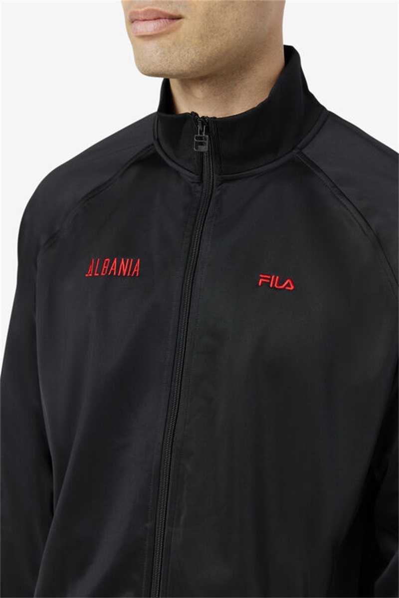 Black / Red Men's Fila Albania Track Jackets | Saudi Arabia-195024