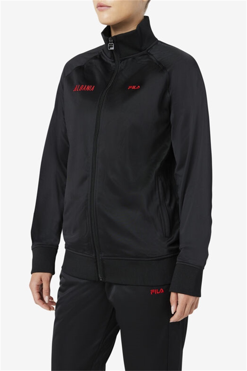 Black / Red Men's Fila Albania Track Jackets | Saudi Arabia-195024