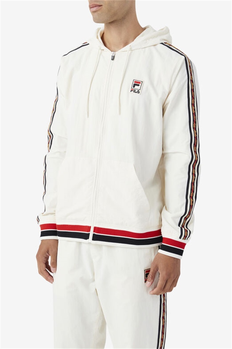 Black / Red Men's Fila Faras Wind Jacket | Saudi Arabia-584031