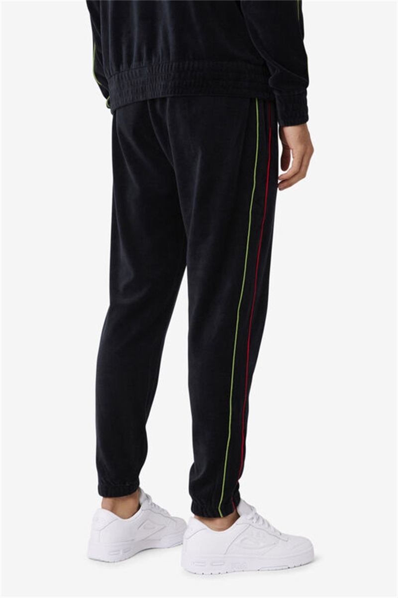Black / Red / Green Men's Fila Deverall Velour Pants | Saudi Arabia-376801