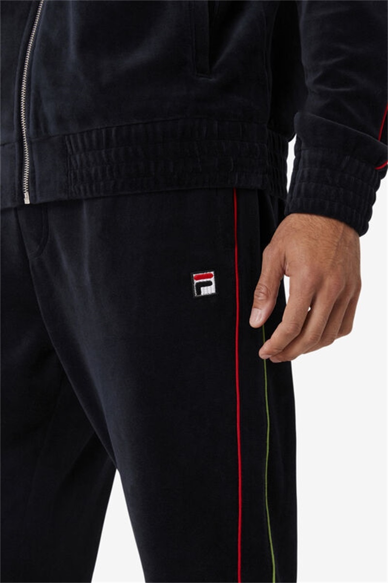 Black / Red / Green Men's Fila Deverall Velour Pants | Saudi Arabia-376801