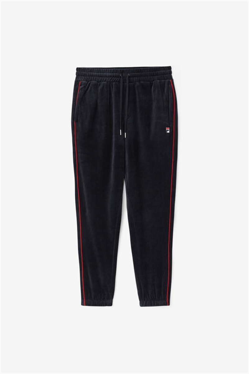 Black / Red / Green Men\'s Fila Deverall Velour Pants | Saudi Arabia-376801
