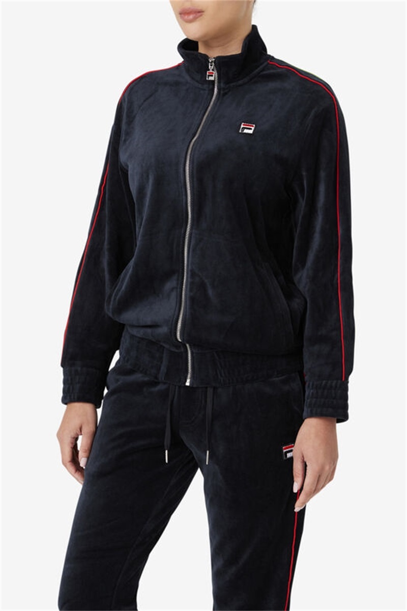 Black / Red / Green Men's Fila Deverall Velour Jackets | Saudi Arabia-148956