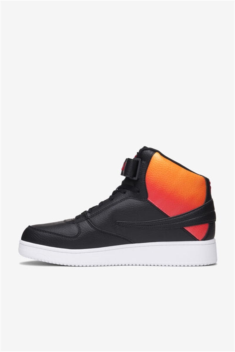 Black / Red / Orange Men's Fila A-High Fade Shoes | Saudi Arabia-287153
