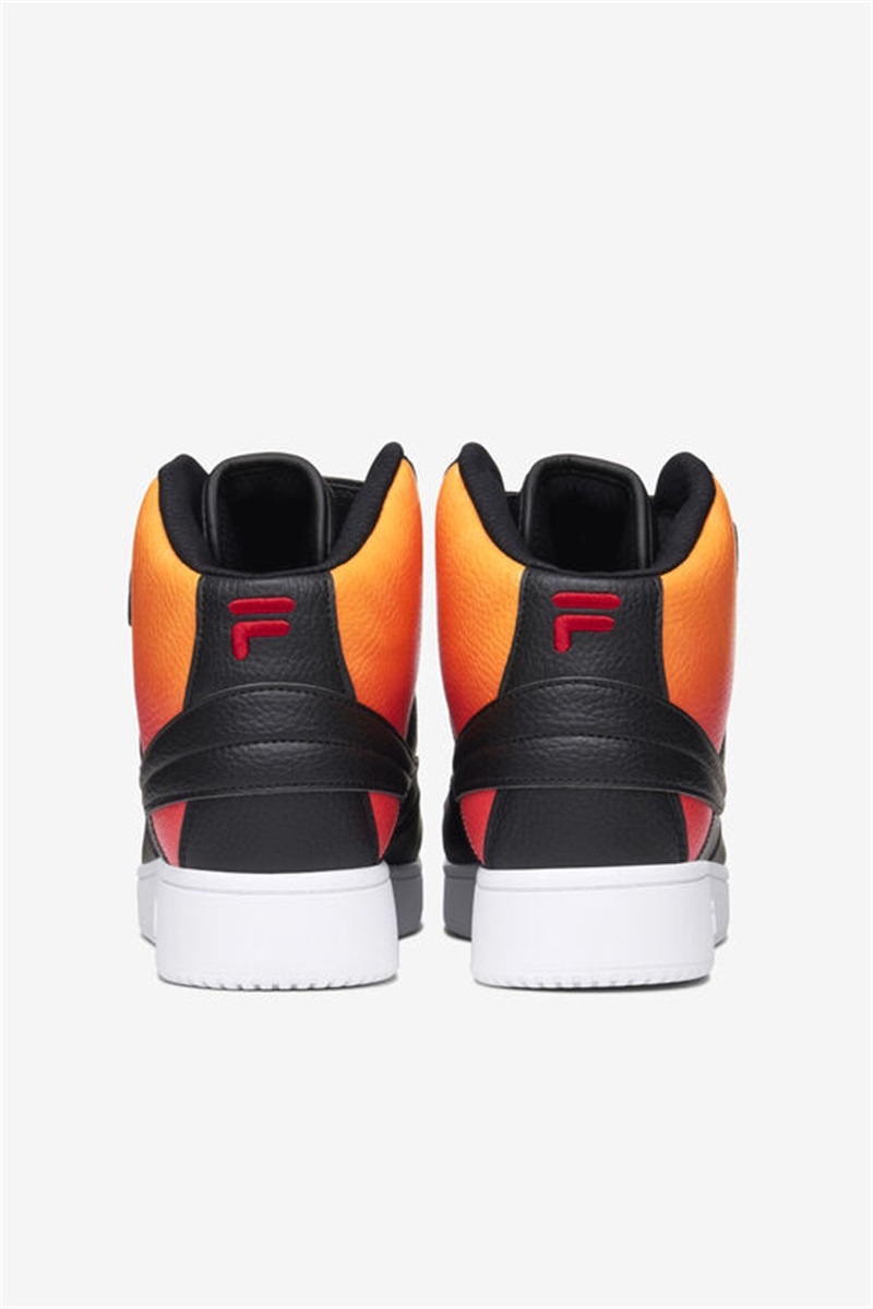 Black / Red / Orange Men's Fila A-High Fade Shoes | Saudi Arabia-287153
