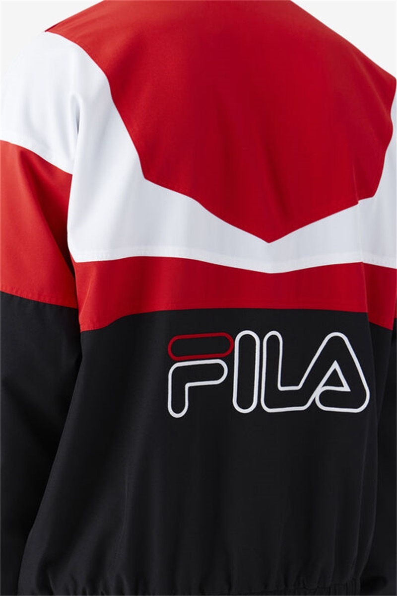 Black / Red / White Men's Fila Amar Track Jackets | Saudi Arabia-647289