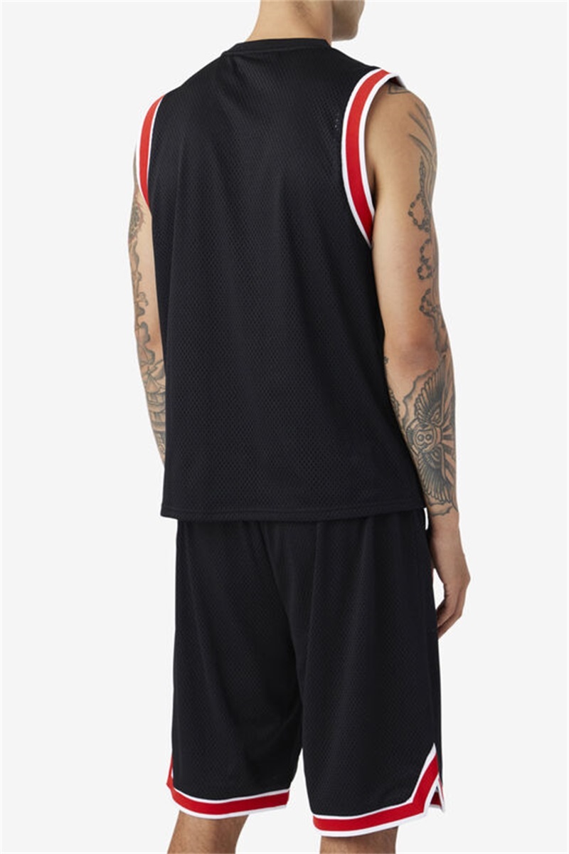 Black / Red / White Men's Fila Ovi Basketball Jersey | Saudi Arabia-653217