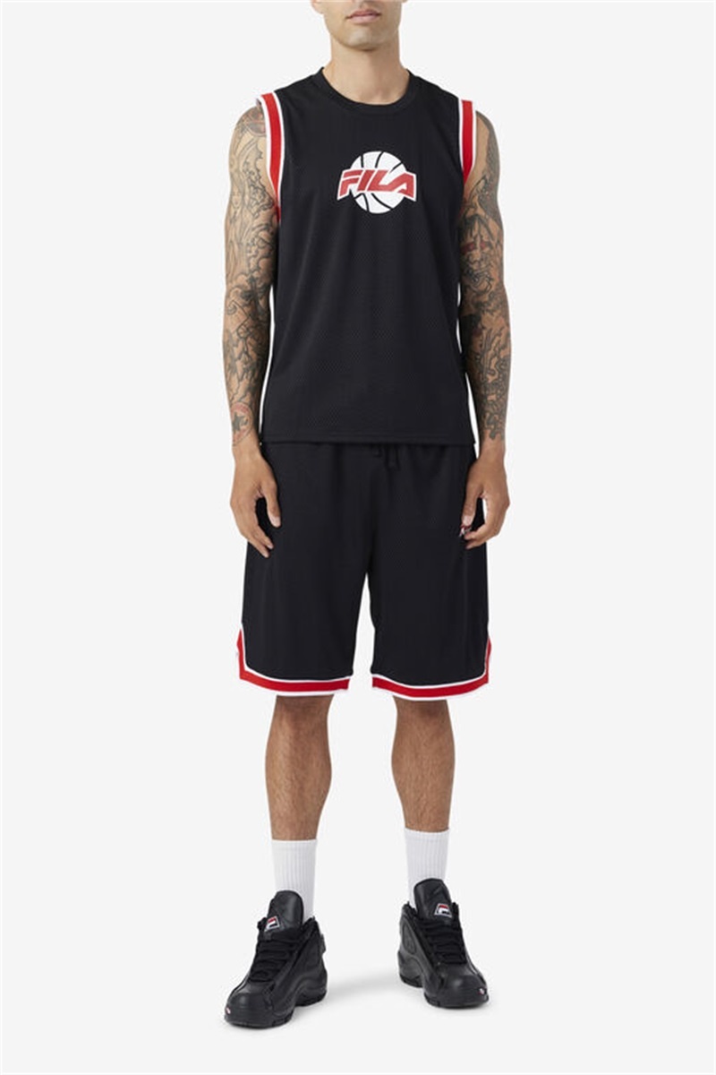 Black / Red / White Men's Fila Ovi Basketball Jersey | Saudi Arabia-653217