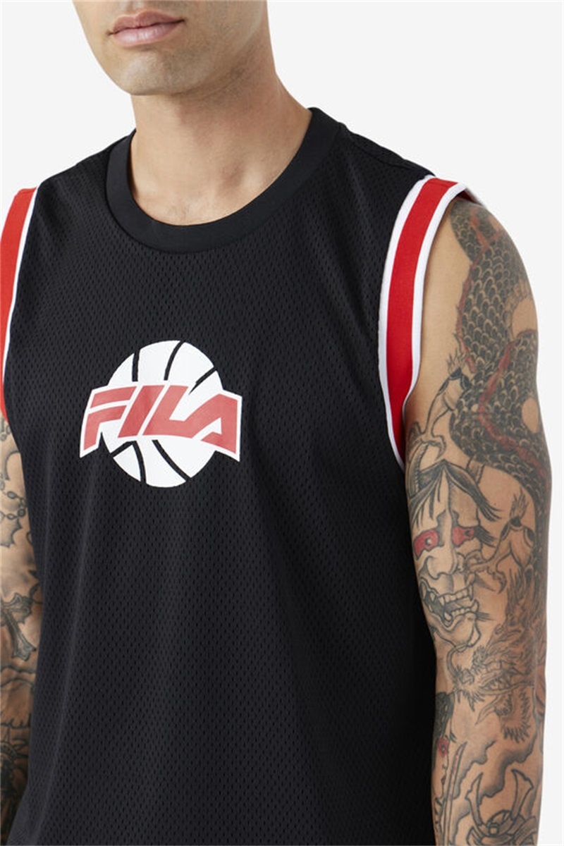 Black / Red / White Men's Fila Ovi Basketball Jersey | Saudi Arabia-653217