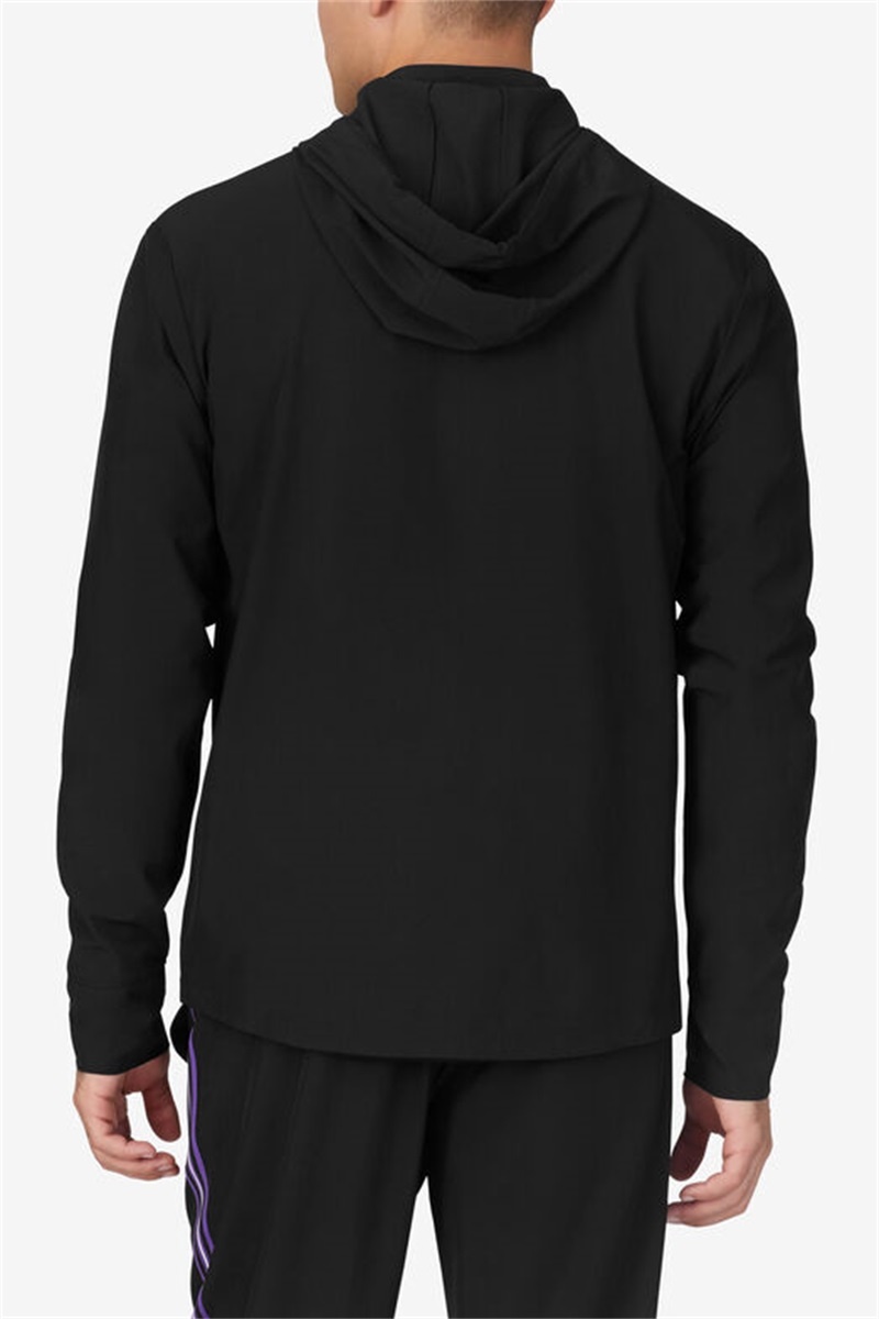 Black / Royal Purple Men's Fila Back Spin Track Jackets | Saudi Arabia-172349