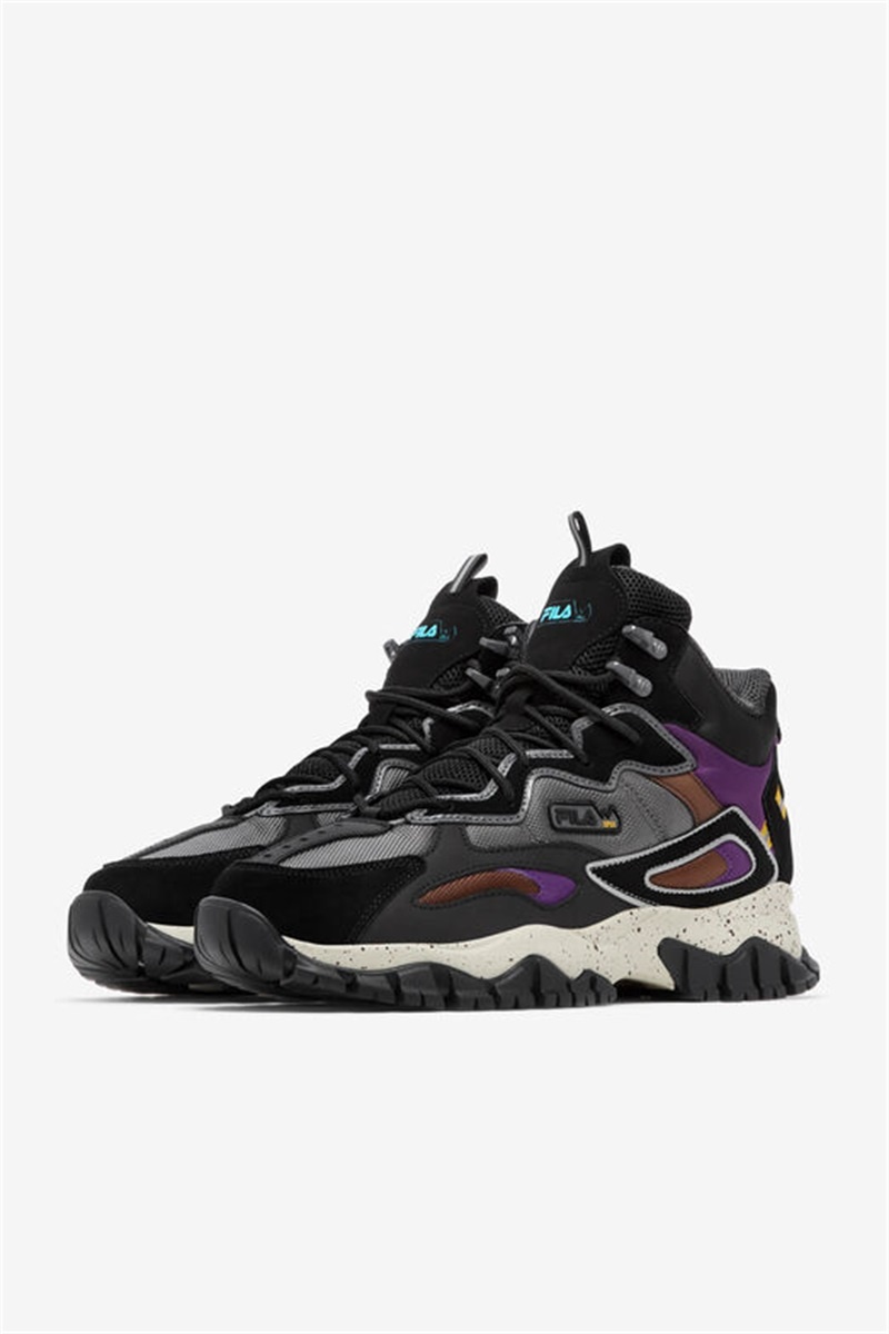 Black / Royal Purple Men's Fila Ray Tracer Tr 2 Mid Boots | Saudi Arabia-457139